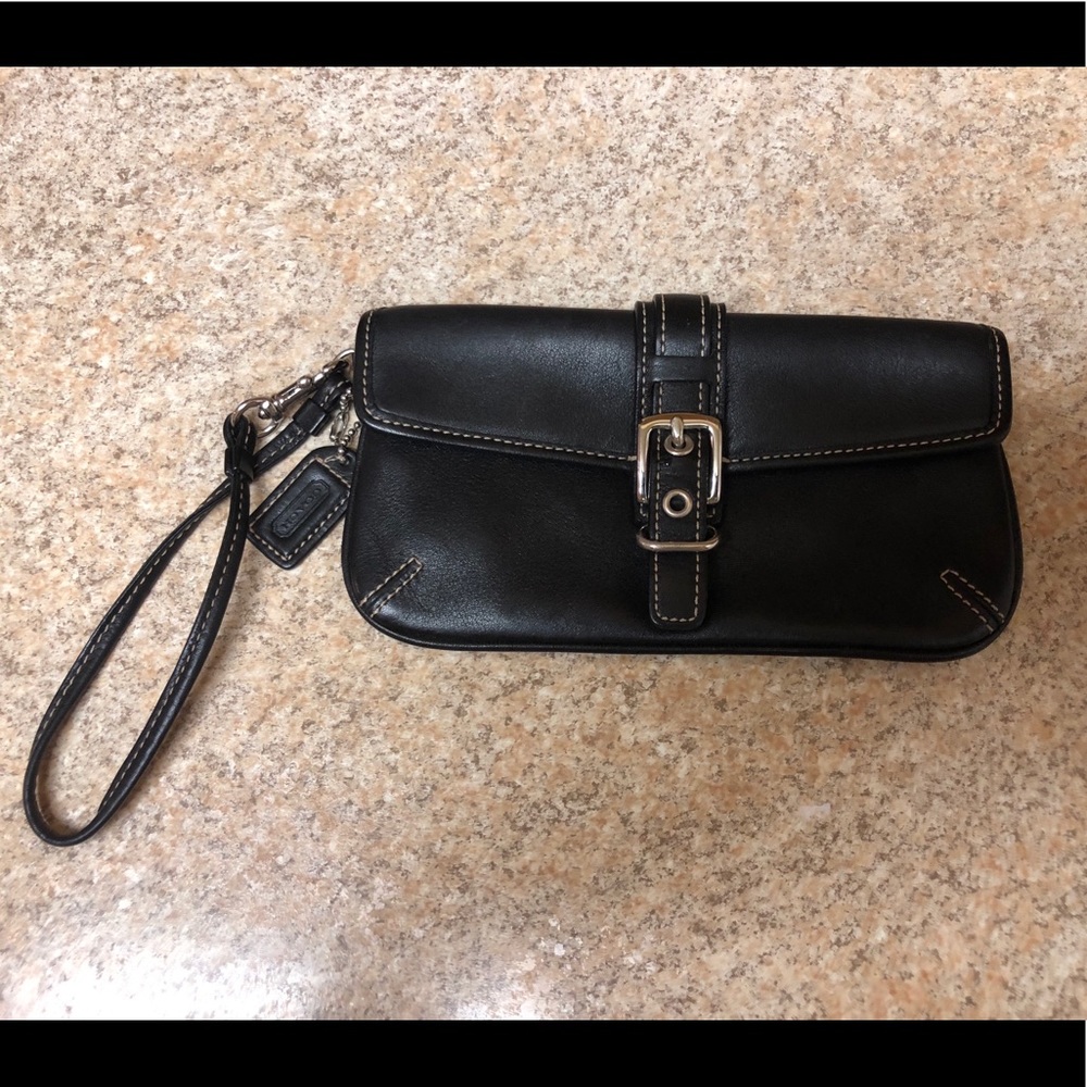 Coach Wristlet, Black Leather